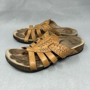 Abeo Womens Mandalay Cork Brown Strappy Leather Thong Sandal Size 7